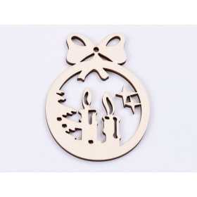 L350-Glob de lemn "Lumanari si fundita" 8x6 cm