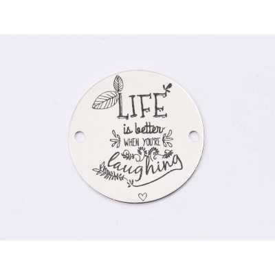 E1323-GS-Link banut argint 925 Life is better when you're laughing 16.5mm - 1 buc