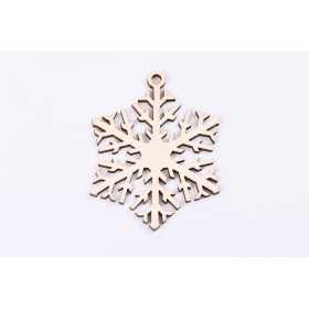 L378-Decoratiune din lemn fulg de nea 8.5 x 7 cm - 1 buc