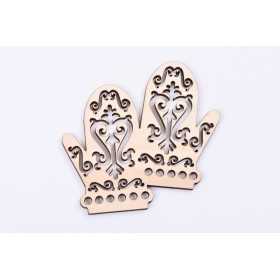 L385-Decoratiune din lemn manusi 9 x 8.5 cm - 1 buc