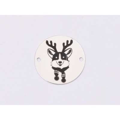 E1346-GS-Link argint 925 Christmas Puppy (Corgi) 16.5mm - 1 buc