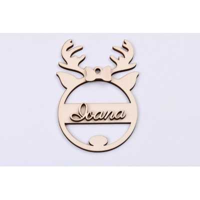 L396-Glob din lemn "Santa`s helper" personalizabil cu nume 11 x 7 cm - 1 buc