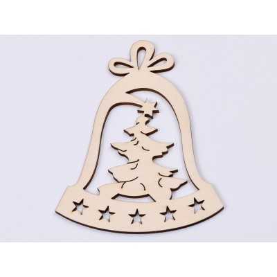 L399-Decoratiune din lemn clopotel 15 x 12 cm - 1 buc