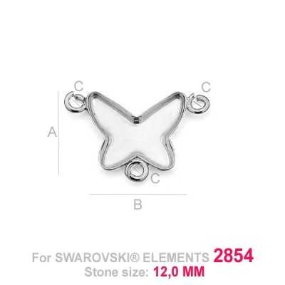 G0745-Baza pandant 3 bucle pentru Swarovski Butterfly 2854 12mm