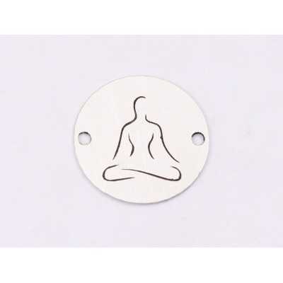 E1377-N-Link banut din argint Lotus Yoga, 12mm 0.4mm - 1 buc