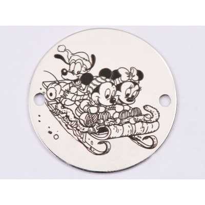 E1381-GS-Link din argint 925 Minnie, Mickey si Pluto 16.5mm - 1 buc