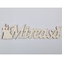 L517-Decupaj lemn text Mireasa cu figurine 30x9 cm