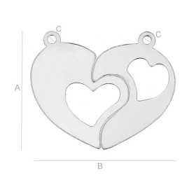 G0791-N-Charm inimioara din 2 bucati 18x22mm STANGA+DREAPTA