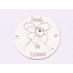 E1408 GS Link rotund argint 925 "Mami te iubesc" 16.5mm 1 buc