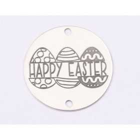 E1418 GS-Link rotund argint 925 "Happy Easter" 16.5mm 1 buc
