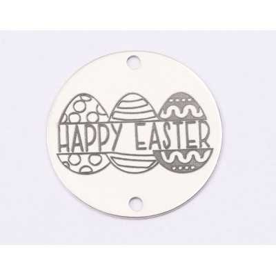 E1418 GS-Link rotund argint 925 "Happy Easter" 16.5mm 1 buc