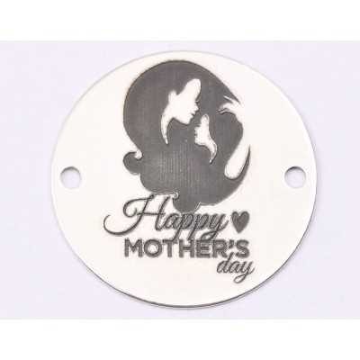 E1420 GS - Link rotund argint 925 "Happy mother's day" 16.5mm 1 buc