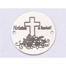 E1423 GS-Link rotund argint 925 "Hristos a inviat!" 16.5mm 1 buc