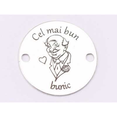 E1427 G-Link rotund argint 925 "Cel mai bun bunic" 14mm 1 buc