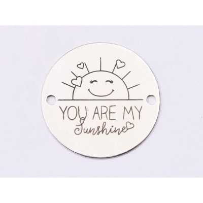 E1443 GS - Link rotund argint 925 "You are my Sunshine" 16.5mm 1 buc