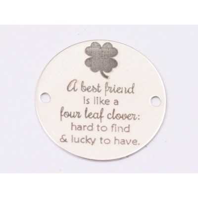 E1445 GS - Link rotund argint 925 "Best friend" 16.5mm 1 buc