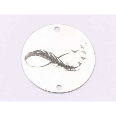 E1451 GS - Link rotund argint 925 "infinity birds" 16.5mm 1 buc