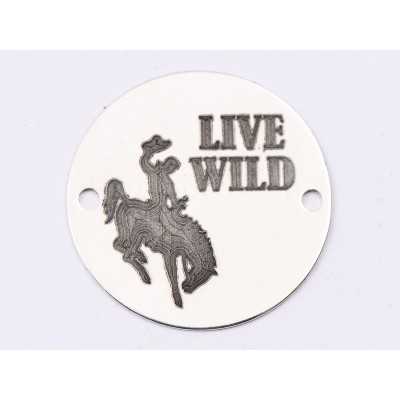 E1455 GS - Link rotund argint 925 "Live wild" 16.5mm 1 buc