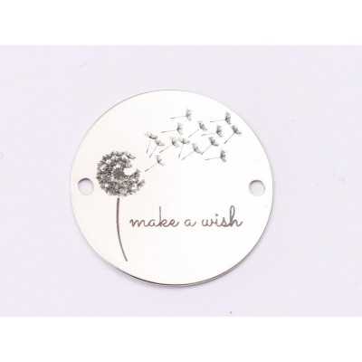 E1456 GS - Link rotund argint 925 "Make a wish" 16.5mm 1 buc