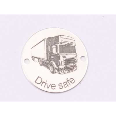 E1461 GS - Link rotund argint 925 "Drive Safe" 16.5mm 1 buc