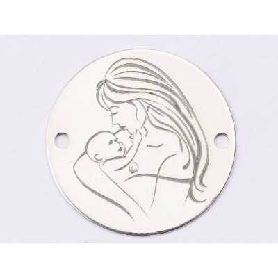 E1476 GS - Link rotund argint 925 Mother and baby 16.5mm - 1 buc