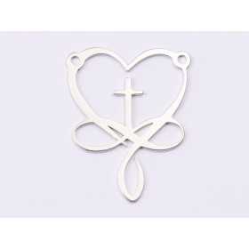 E1479 N - Pandant argint 925 Inima cu infinit si cruce, 20x25mm- 1 buc