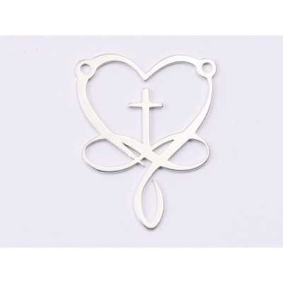 E1479 N - Pandant argint 925 Inima cu infinit si cruce, 20x25mm- 1 buc