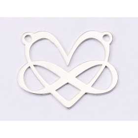 E1480 N - Pandant argint 925 Inima cu infinit, 21x17mm- 1 buc