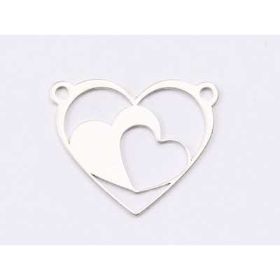 E1491 N - Pandant argint 925 Inimioare, 19x16mm- 1 buc