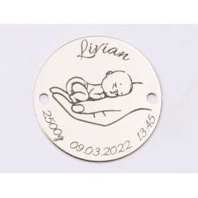 S129 - Serviciu de gravura personalizata banut cu datele de nastere - 1 buc
