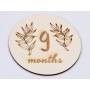 L643-Decoratiune cerc lemn "9 months" 13cm- 1 buc