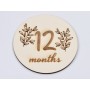 L646-Decoratiune cerc lemn "12 months" 13cm- 1 buc