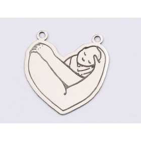 E1538 G Link argint "Arms holding baby" 17x16.2mm, 0.3mm 1 buc