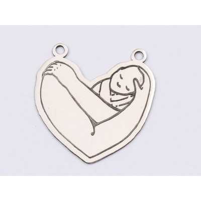 E1538 G Link argint "Arms holding baby" 17x16.2mm, 0.3mm 1 buc