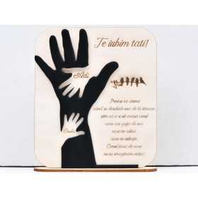 L665-Tablou personalizabil cu 2 nume si suport "Te iubim tati" -22x19 cm- 1 buc