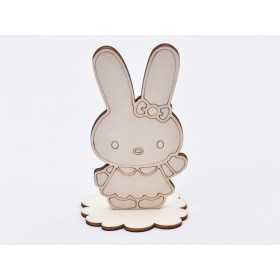 L667-Decoratiune din lemn Iepuras cu suport - 16x7 cm- 1 buc