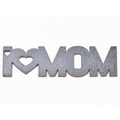 L709-Breloc din MDF negru "I love MOM" 8.5x2 cm - 1 buc