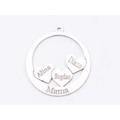 E1554 G Decupaj mama cu inimioare personalizabile 18x19.5mm, 0.6mm 1 buc