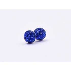 Cercei 6mm cu Ceralun albastru si cristale Majestic Blue - 1 pereche