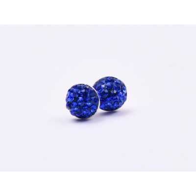 Cercei 6mm cu Ceralun albastru si cristale Majestic Blue - 1 pereche