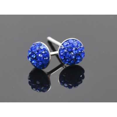Cercei 6mm cu Ceralun albastru si cristale Majestic Blue - 1 pereche