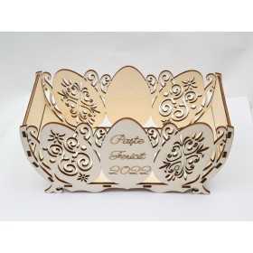 L045-Cos decorativ din lemn Paste Fericit! 29x12*14cm 1 buc