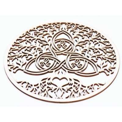 L728-Decoratiune lemn "Copacul vietii cu motive celtice" 20cm - 1 buc