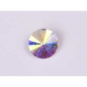 P4503-Austria Rivoli Round Stone, 12mm, Crystal AB Silver Foiled - 1 buc