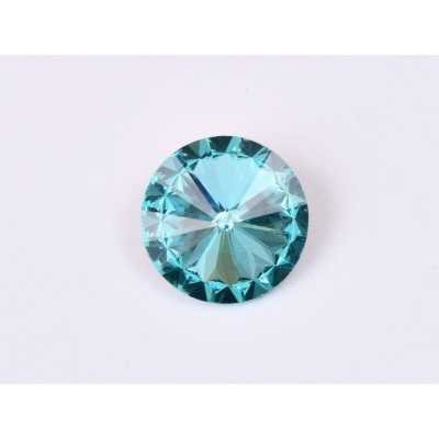 P4506-Austria Rivoli Round Stone, 12mm, Aquamarine Silver Foiled - 1 buc