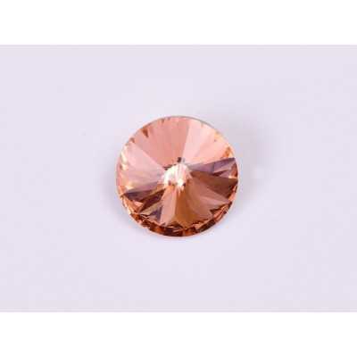 P4513-Austria Rivoli Round Stone, 12mm, Padparadscha Silver Foiled - 1 buc