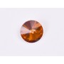 P4517-Austria Rivoli Round Stone, 12mm, Tangerine Silver Foiled - 1 buc