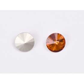 P4517-Austria Rivoli Round Stone, 12mm, Tangerine Silver Foiled - 1 buc