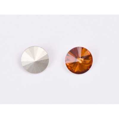 P4517-Austria Rivoli Round Stone, 12mm, Tangerine Silver Foiled - 1 buc