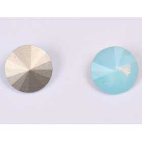 P4519-Austria Rivoli Round Stone, 12mm, Aqua Opal Silver Foiled - 1 buc